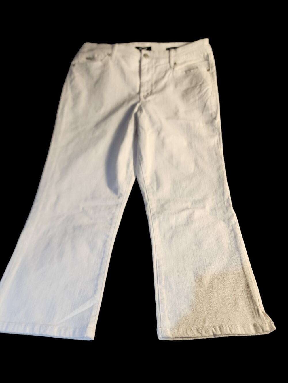 NWT NINE WEST Chrystie Women’s 14 White Denim Capri Jeans Mid Rise Stretch